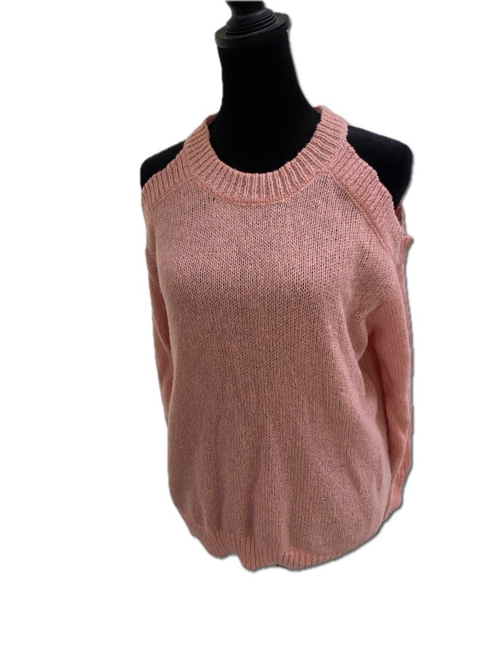 SHEIN Pink Cold-Shoulder Knit Sweater